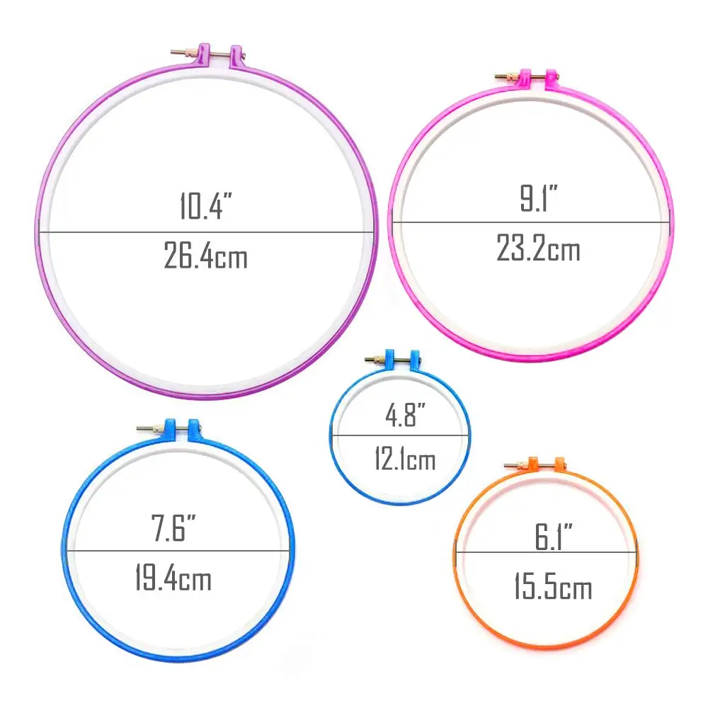 Кольца для вышивки пластиковые кольца крестиком от 4 8 до 10 2 дюймов (многоцветные)