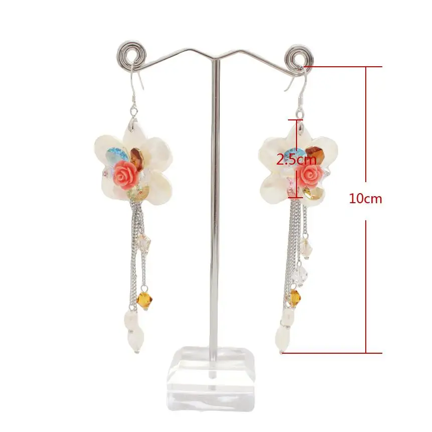 

Korean Style Holiday Earrings Super Fairy Baroque Shell Pearl Crystal Flower Drop Earrings Long Tassel Women Party Jewelry New