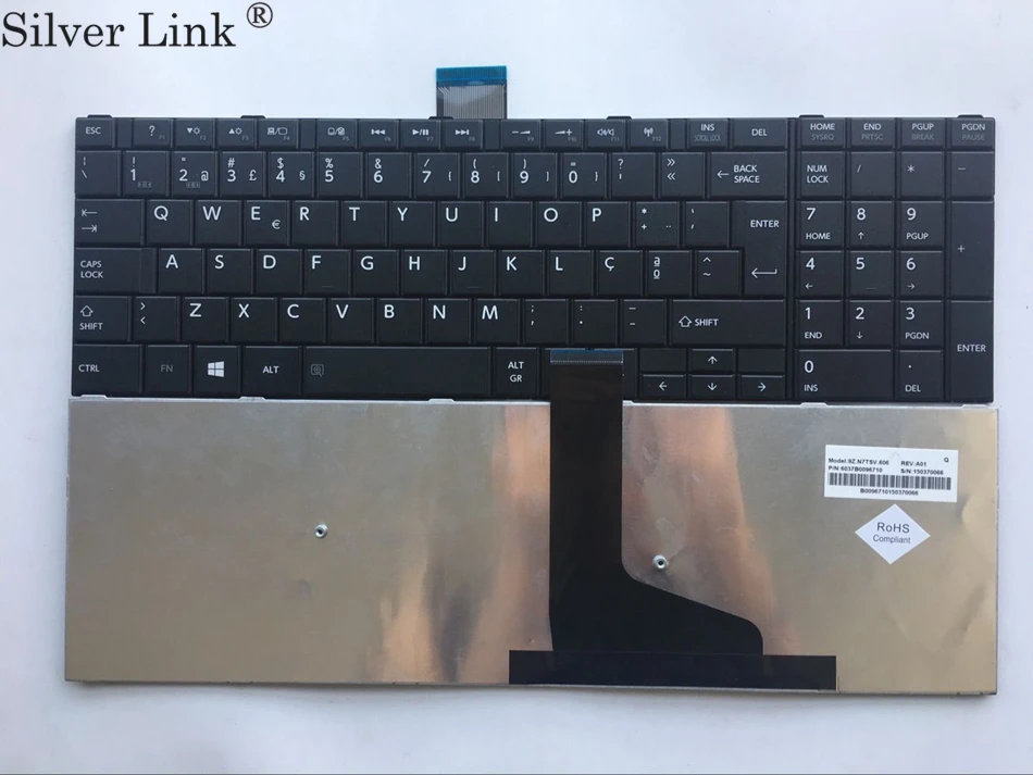 PO португальский клавиатура для Toshiba C70 A U50 M50 L50 L70 S50 S55 S70 S75 черная рамка Клавиатура