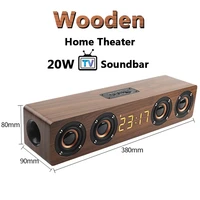 tv soundbar home theater wooden wireless column bluetooth speaker alarm clock multi function subwoofer for computer speakers aux