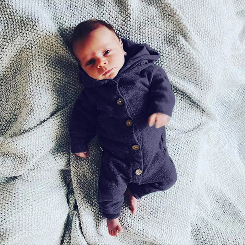 Комбинезон с капюшоном и длинными рукавами для маленьких девочек мальчиков