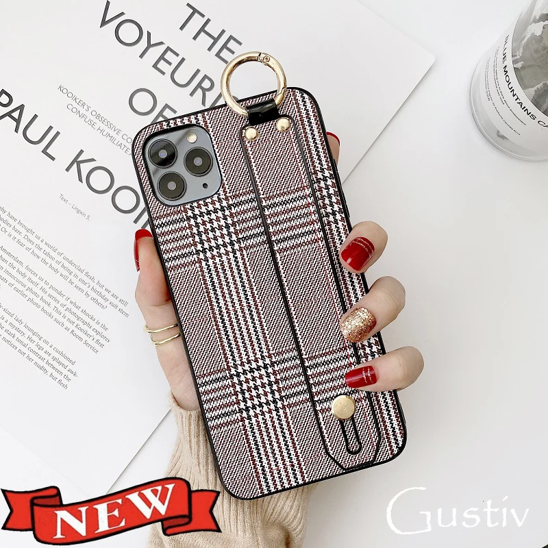 

Case for Huawei P20 P30 P40 Lite Nova 3 3i 3e 4 4e 5 6 5i 6se 7 Mate 20 30 Pro Wrist Strap Vintage England Grid PU Leather Cases