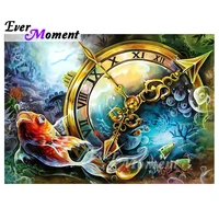 ever moment mosaic diamond painting cross stitch clock fantasy diy square beads hobby handicrafts modern decoration gifts 4y1597