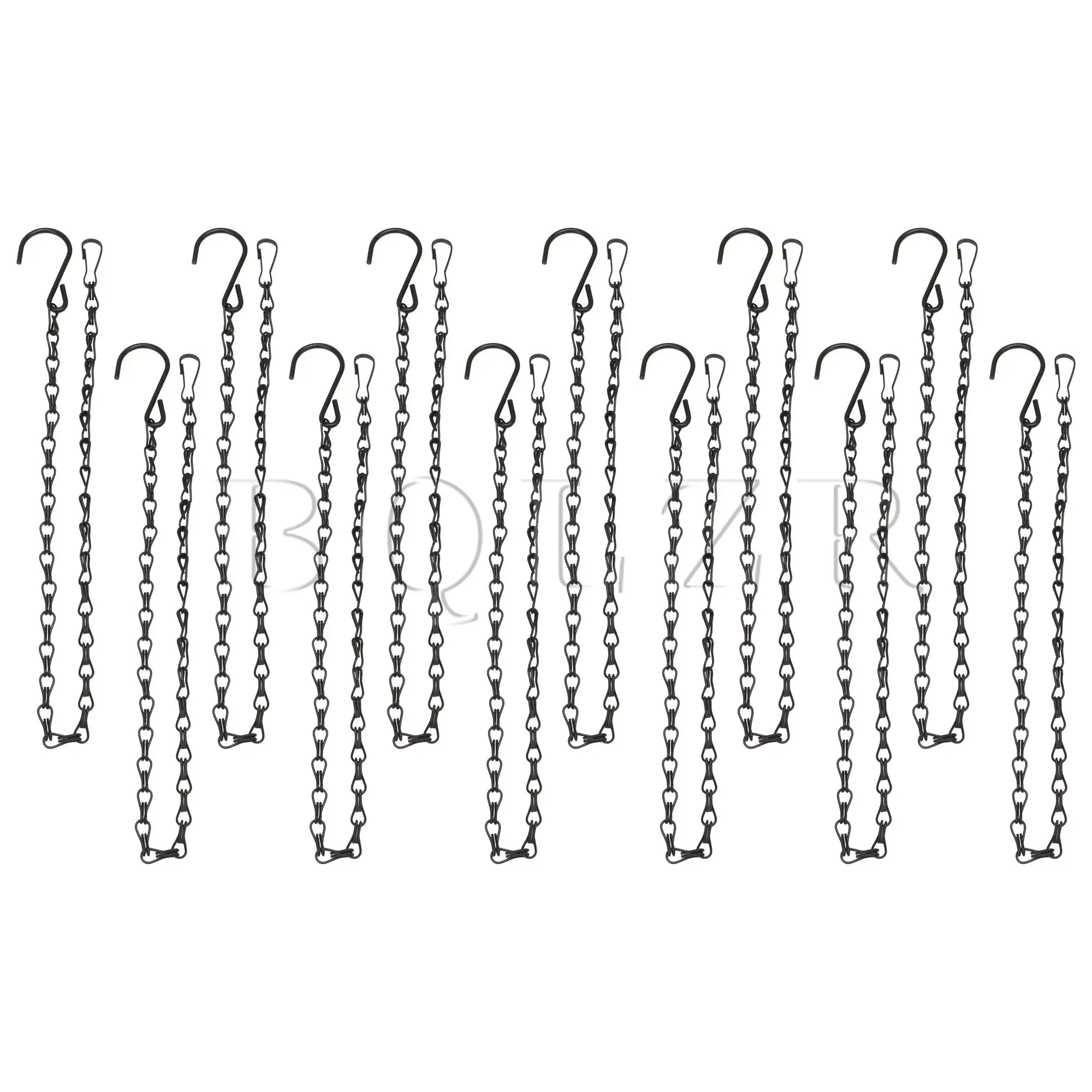 

BQLZR 12pcs Hanging Basket Chains 19.7 Inches Black Metal