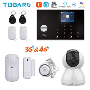 tugard tuya 433mhz wifi 3g 4g home burglar security alarm system，apps control wireless alarm kit with ptz ip camera baby monitor free global s