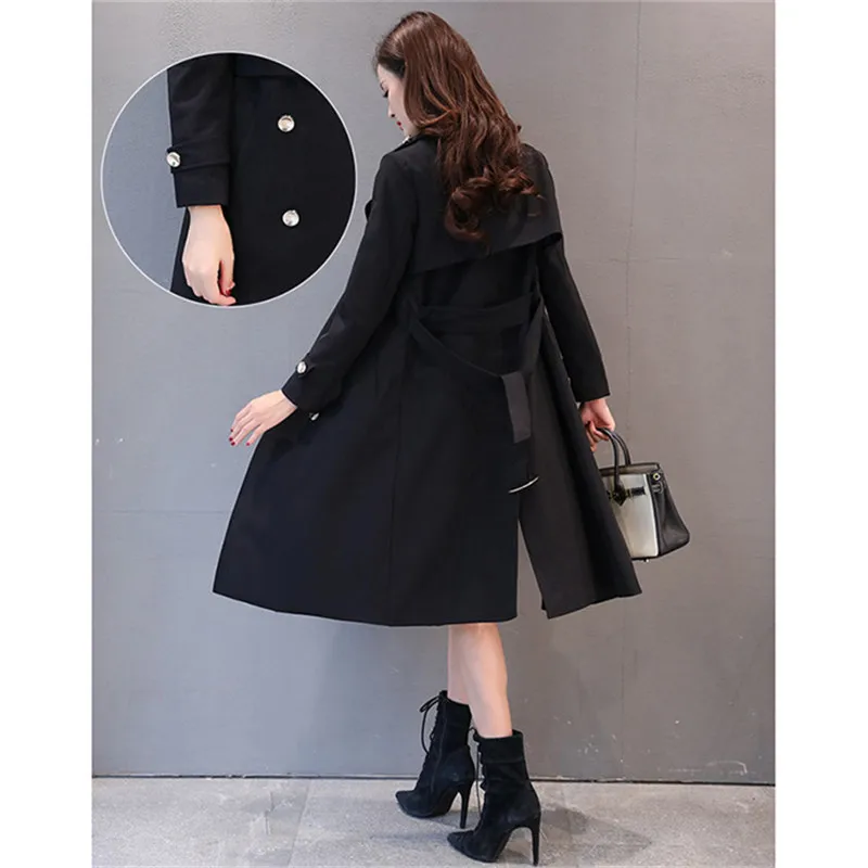 

High Quality Women's Windbreaker 5XL Large Size Outwear Spring Autumn Long Double Breasted Casual Elegant Trench Coat With Belt