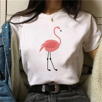 flamingo printed t shirt women 90s graphic t shirt o neck girl short sleeve harajuku t shirt white tops female tops