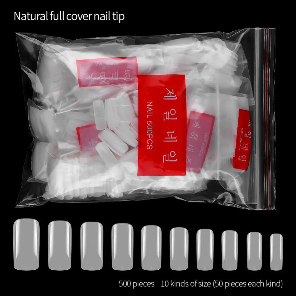 500 шт. прозрачные белые натуральные французские накладные акриловые ногти Типсы