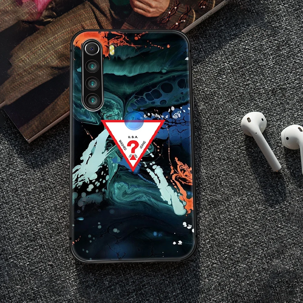 

French fashion luxury brand guess Phone Case Cover Hull For XIAOMI Redmi 7 7a 8 8a 9 10X NOTE 6 7 7s 8 8t 9 9s Pro Max black
