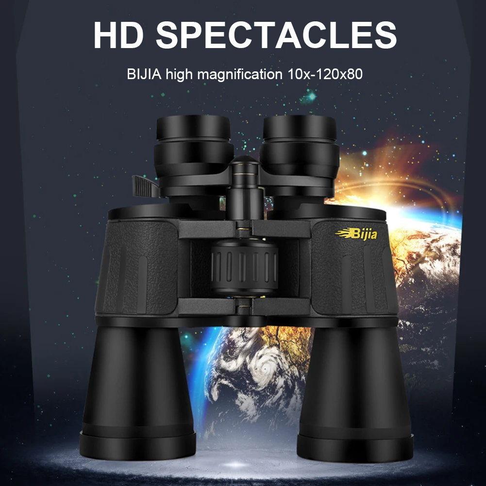 

BIJIA HD Binoculars 10-120x80 Professional Zoom Hunting Telescope Night Vision Outdoor Equipment for Travel Camping Hiking Tool