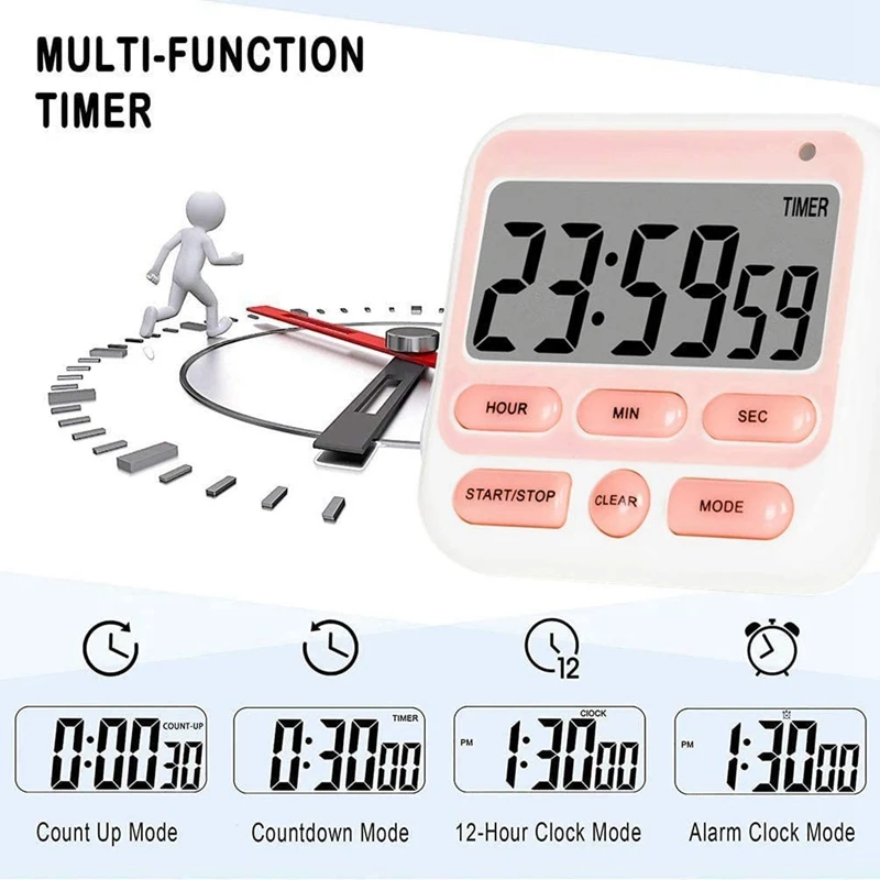 Цифровой Кухня таймер 12/24 часы с циферблатом бесшумный таймеры Пособия по