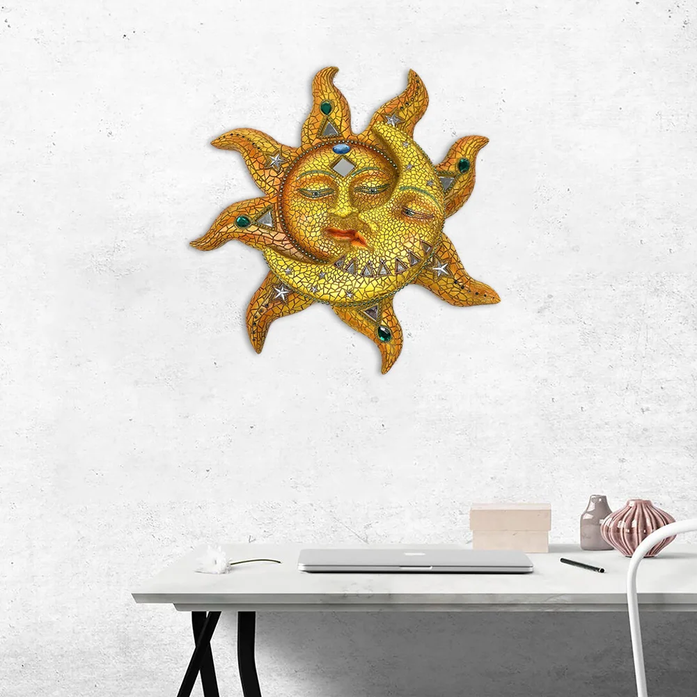 

New Celestial Sun Moon Metal Wall Art Craft Waterproof Durable Home Hanging Decoration Creative Sun Moon Adornment