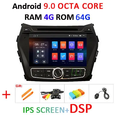 4G+ 64G 8 CORE 2 Din android 9,0 автомобильный dvd-плеер gps для hyundai IX45 Santa fe 2013 автомобильный радиоприемник Multiemdia obd2 dvr DAB ips DSP - Цвет: 4G 64G IPS DSP