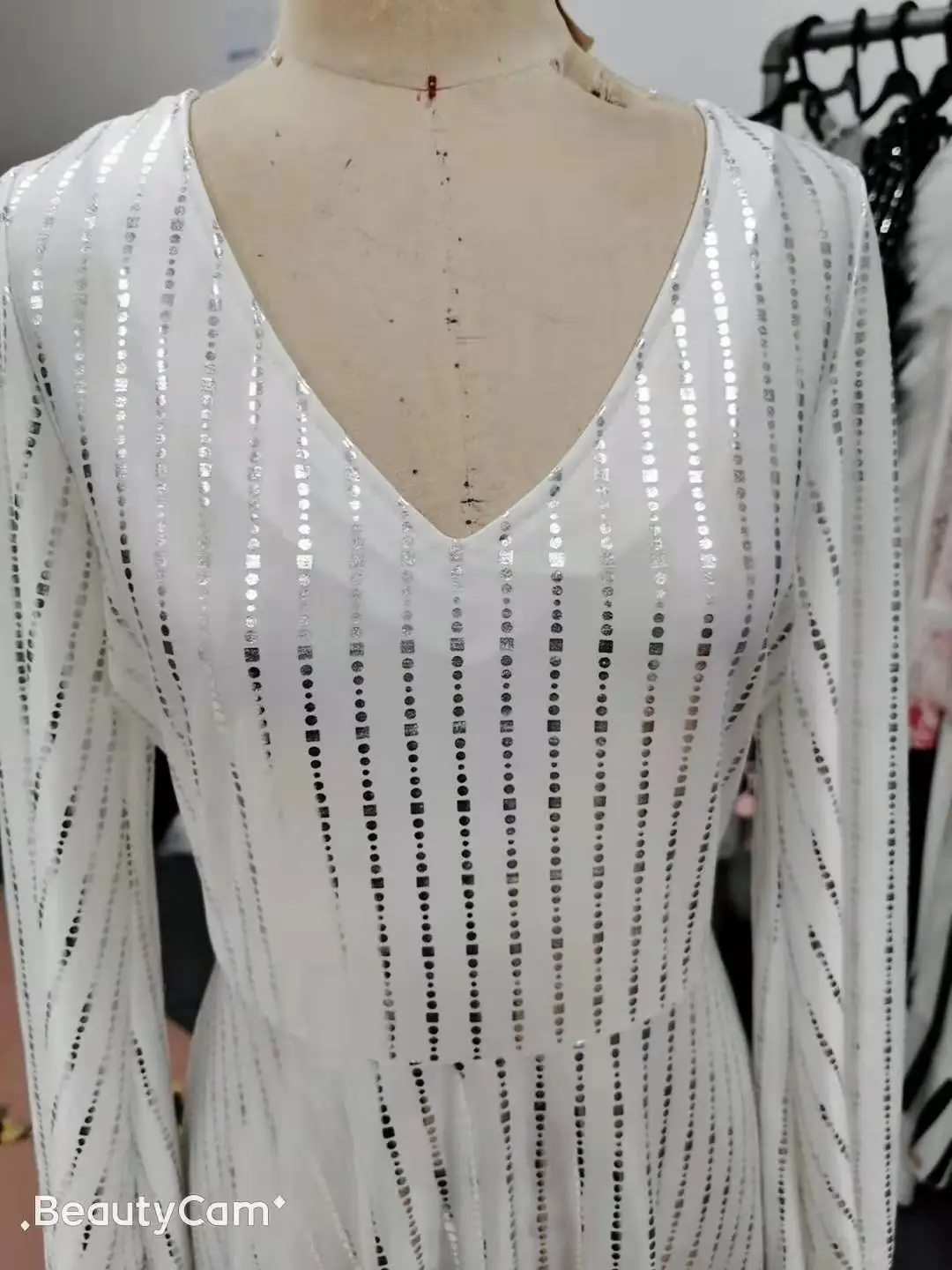 Женское пляжное платье макси однотонное с v-образным вырезом и длинным рукавом