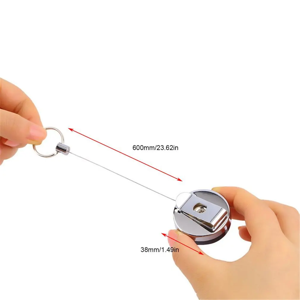 

1pc Stainless Steel Tool Belt Money Retractable Key Recoil Ring Pull Chain Clip Keychain key Chain Strong Pulling Force