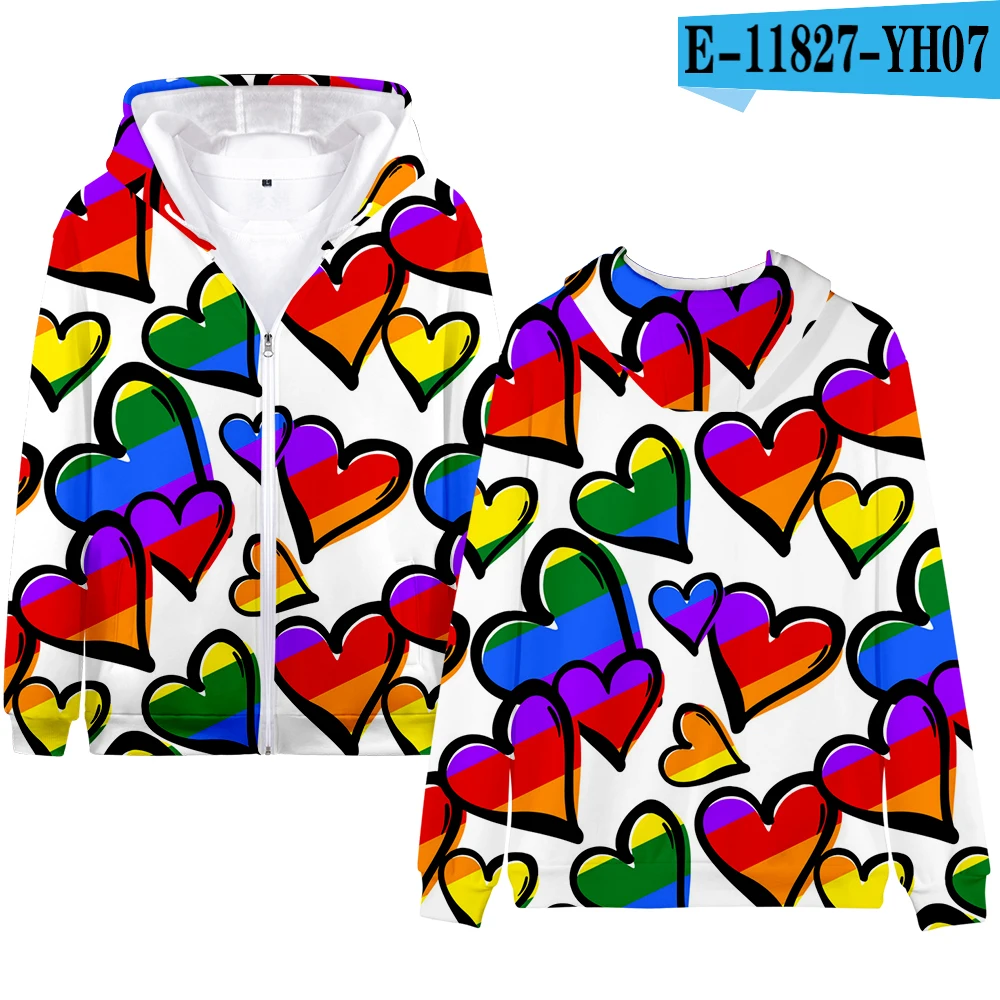 

Personality Pride Lgbt Gay Love Lesbian Rainbow Design Zipper Hoodies Oversized Sweatshirt Women Coats Men Jackets Streetwear