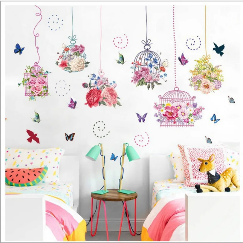 

Free Shipping 3D broken wall stickers dinosaur world creative floor stickers living room children's room decorative stickers