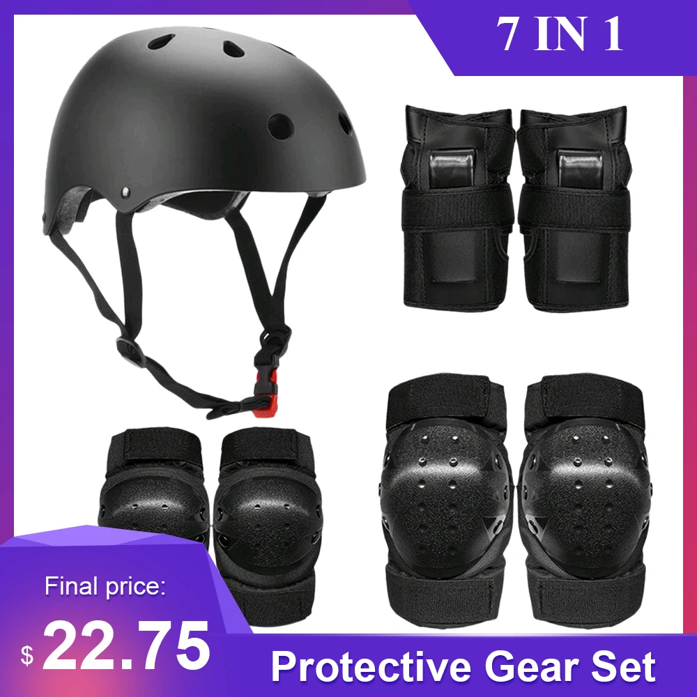 Комплект защитного снаряжения 7 в 1 наколенники и налокотники защита для запястья