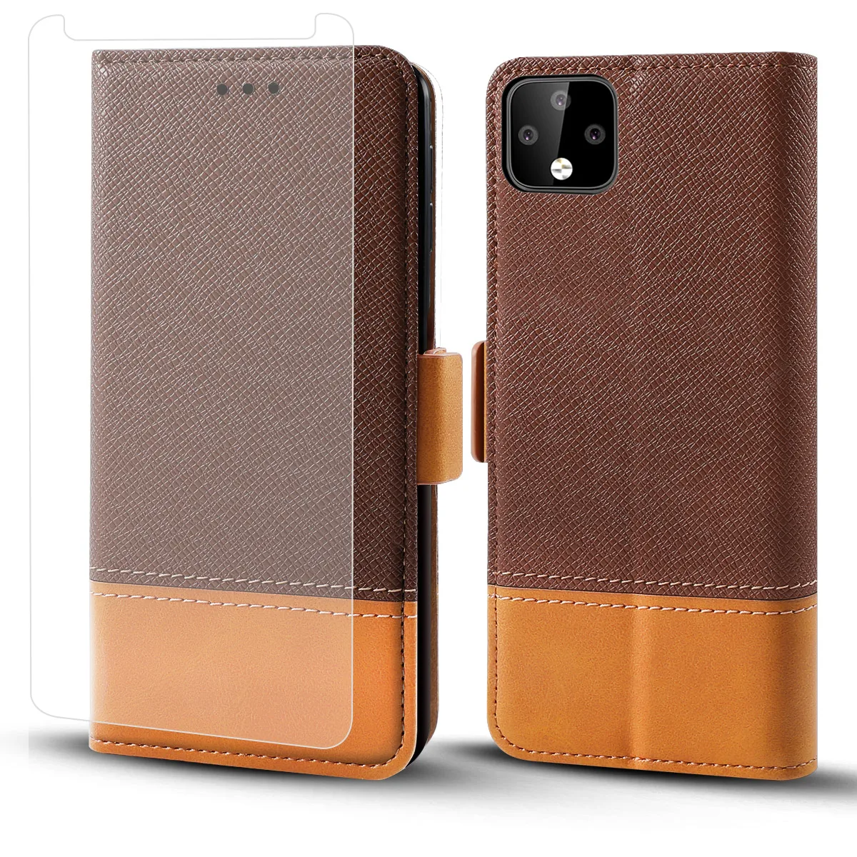 Для Google Pixel 4 XL/4 Чехол контрастного цвета из искусственной кожи с откидной крышкой