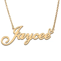 love heart jaycee name necklace for women stainless steel gold silver nameplate pendant femme mother child girls gift