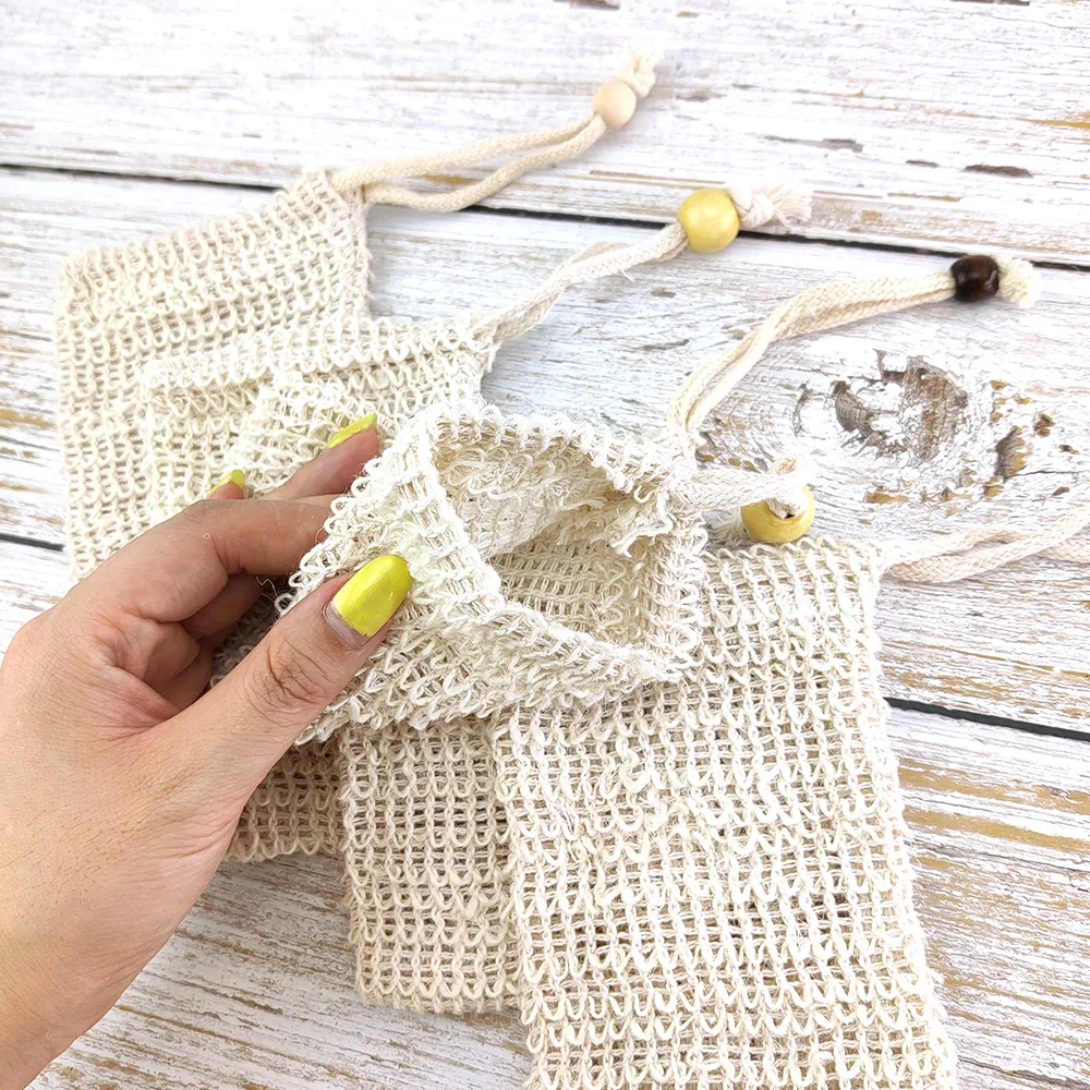 

1pcs Sisal Hemp Soap Bag Blister Ramie Mesh Soap Storage Bags Foam Maker Double-layer Net Bags Foaming Easy Bubble Soap Holder