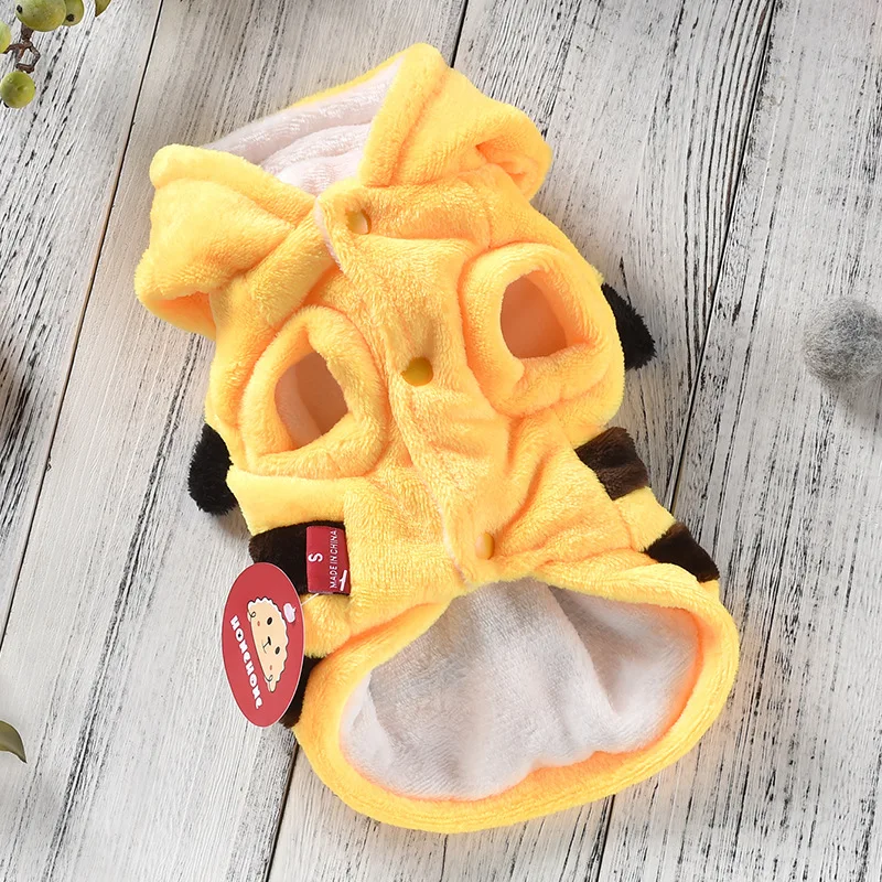 Мягкая желтая осенне-зимняя одежда для собак с рисунком животных объемные худи