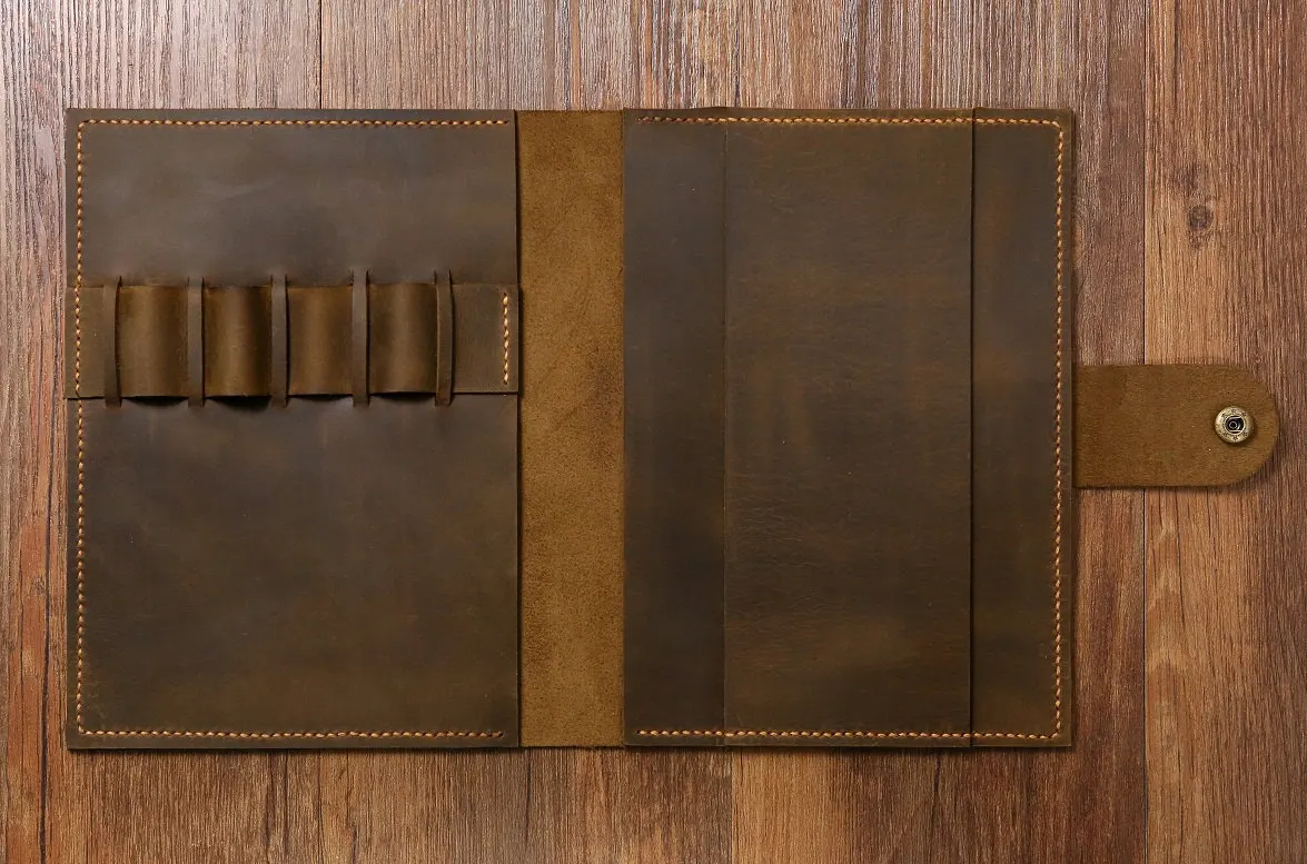 Персонализированные потертые Кожаный Чехол Органайзер портфель для A5 Moleskine Agenda поле заметки блокнот/кожаный ipad Мини-Чехол