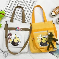 purfay pokemon cartoon canvas women shoulder bag cotton tote shopper bag eco reusable shopping bag handbag cloth messenger
