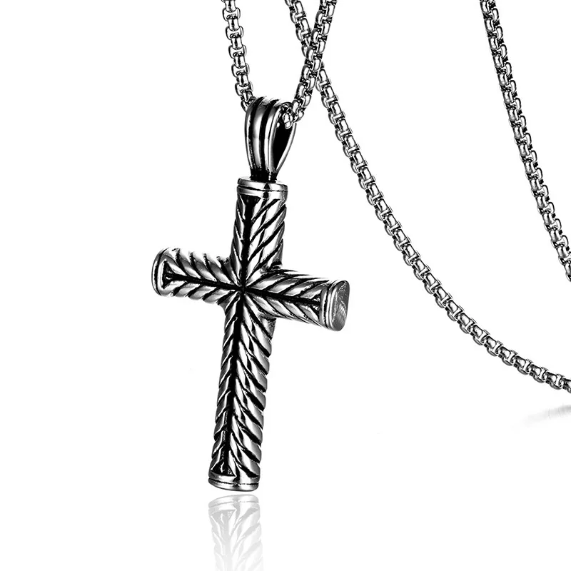 

New Cross Pendant Necklace for Women Domineering Titanium Steel Black Color Chain Choker Necklaces Bohemian Couple Jewelry Gifts