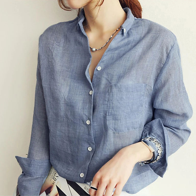 

Summer Chemisier Femme Womens Tops Fashion Linen White Shirt Female Long Sleeve Blouse Korean Woman Clothes Roupas Femininas