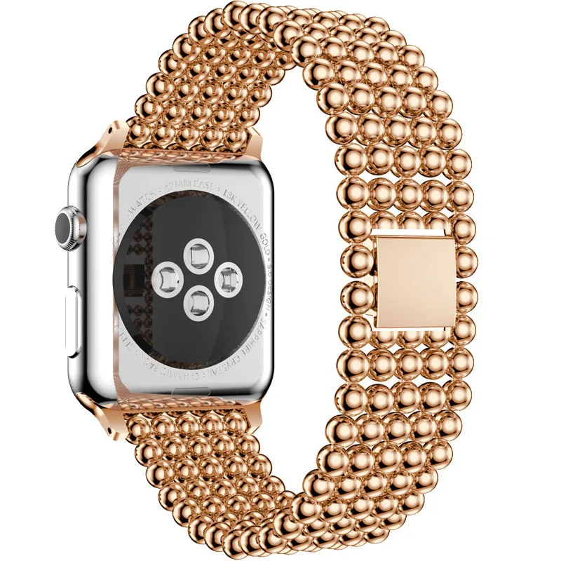 Модный простой ремешок для Apple Watch 5, 38 мм, 40 мм, 42 мм, 44 мм, бусины из нержавеющей стали для iWatch серии 1, 2, 3, 4, браслет на ремне