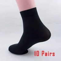 10 pairs summer socks men casual business ultra thin elastic silky bamboo fiber stockings middle socks black white 5 colors