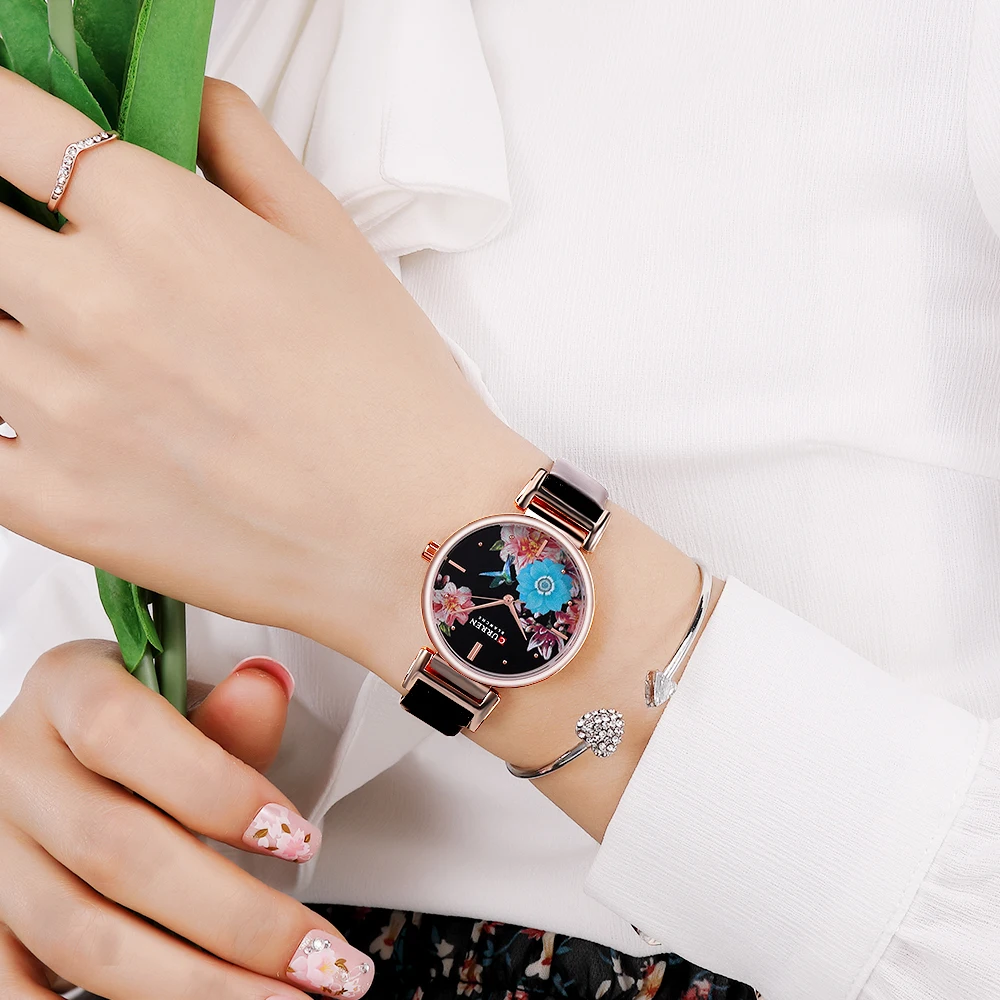 

CURREN Women Watch Black Bracelet Ladies Luxury Brand Stainless Steel Band Wrist Watch Casual Quartz Clock Female Montre femme