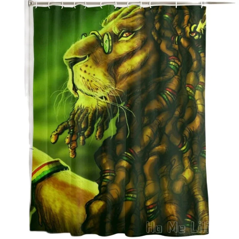 

Дождевые дреды Rasta Lion из Ямайки, зеленые занавески, водонепроницаемые для ванной комнаты, душа и ванны