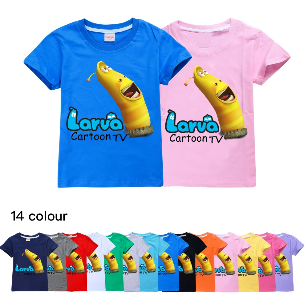 Детская футболка Larva с мультяшным принтом забавная Одежда для девочек костюм