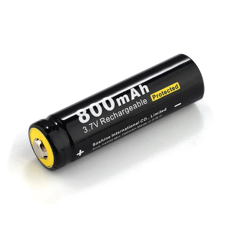 4 шт. литий ионные аккумуляторы Soshine 14500 3 7 в 800 мАч|li-ion battery|battery for flashlightbattery |