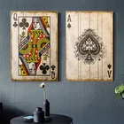 Старинный покерный Картина на холсте с игральными картами, плакаты и принты, настенное искусство, украшение для бара, паба, картины для дома, дизайн, спальня, Декор