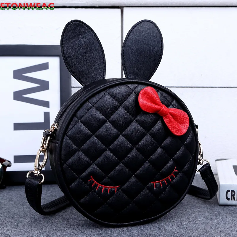 Лидер продаж 2021 круглая женская сумка с кроличьими ушками для девочек кожаная
