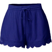 ladies loose shorts leisure lace stitching drawstring elastic waist shorts for going out 50 hot sale