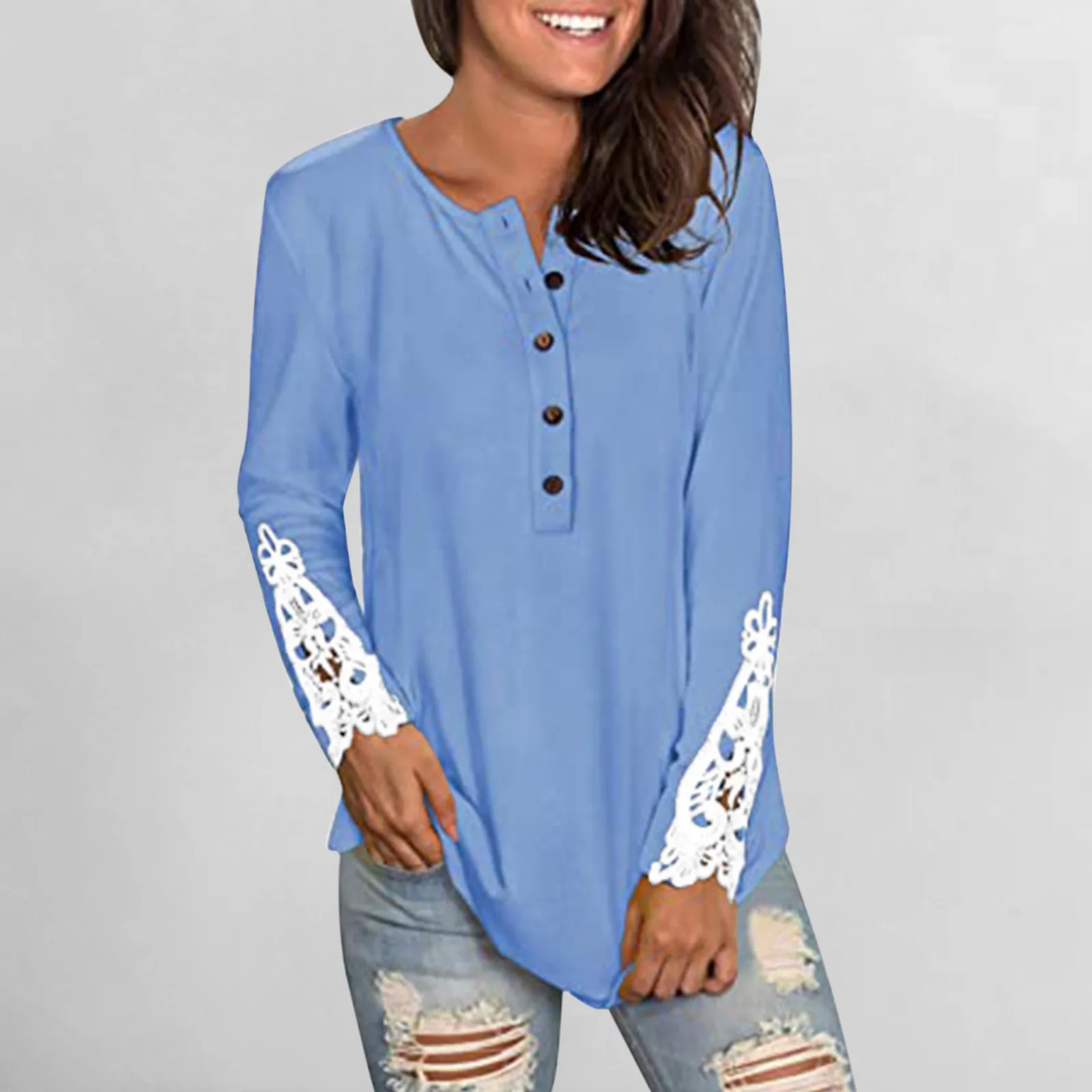 Новинка модная женская кружевная блузка Сексуальная Ажурная рубашка с вышивкой