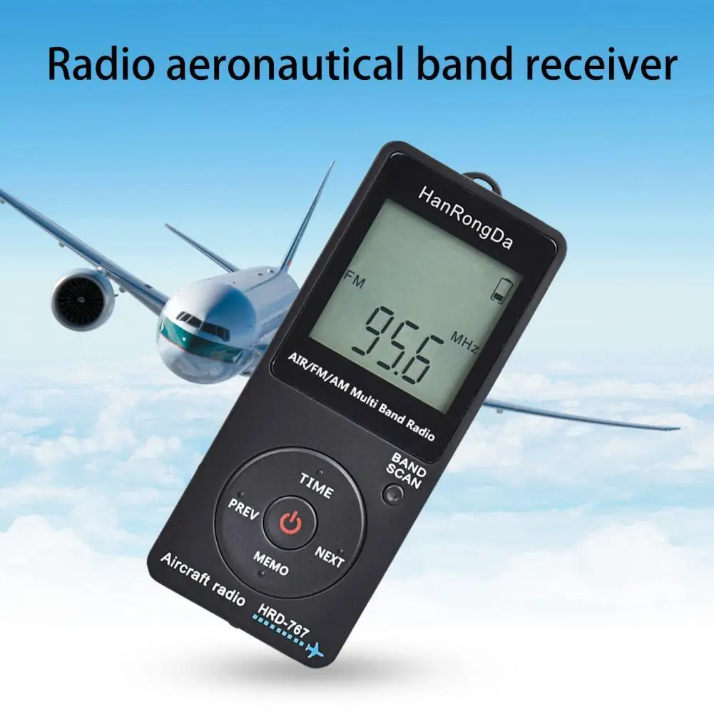 

HRD-767 Digital Radio Mini LCD Display with Earphone FM/AM/AIR Portable Aviation Band Receiving Radio for Travel