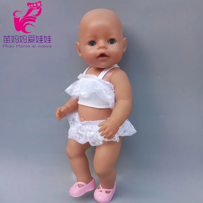 Кукольная одежда 43 см Детская кукла летняя для плавания белая кружевная 18