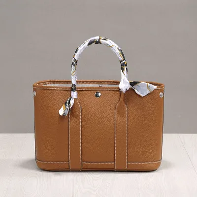 36CM Khaki Lychee partten, Высококачественная сумка из натуральной кожи, модная большая сумка через плечо и через плечо, вечерние сумки для сада, сумки для покупок - Цвет: 36CM Khaki