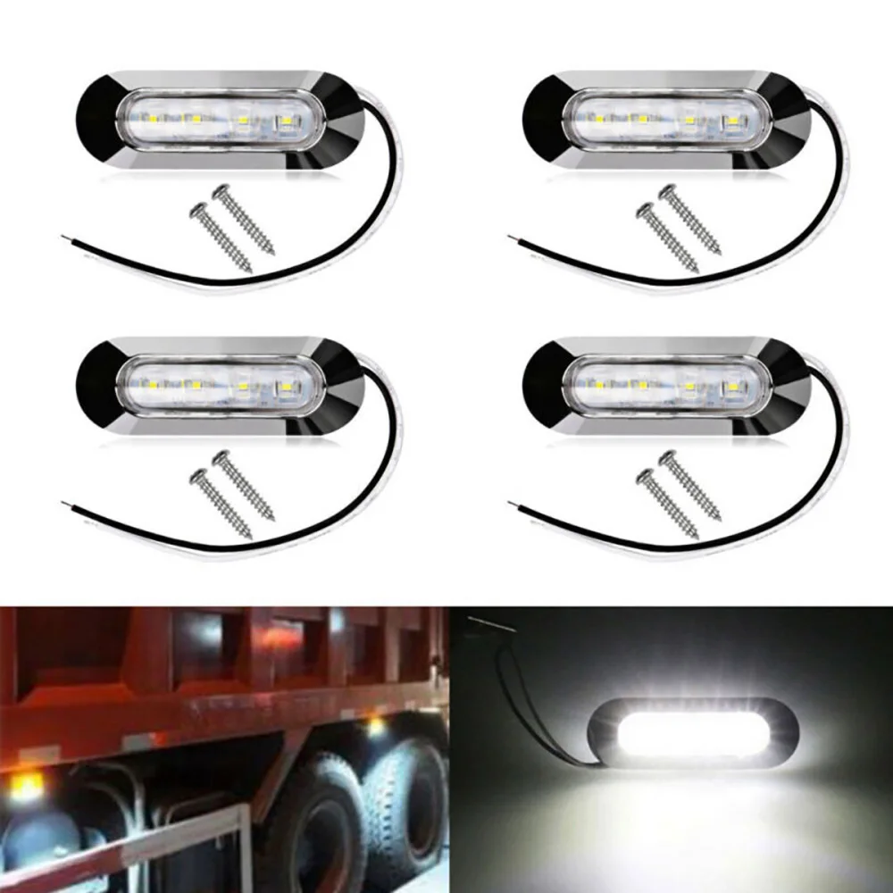 

12V 24V Car Light 4 -LED 4pcs 6000K DC 10V-30V Trailer Waterproof White