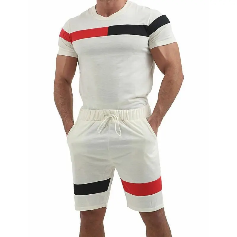 

New Men's Summer Short Sleeve Suit Fashion Outdoor Leisure Sports Running Fitness Loose Breathable Large Size Men's Suit 2021