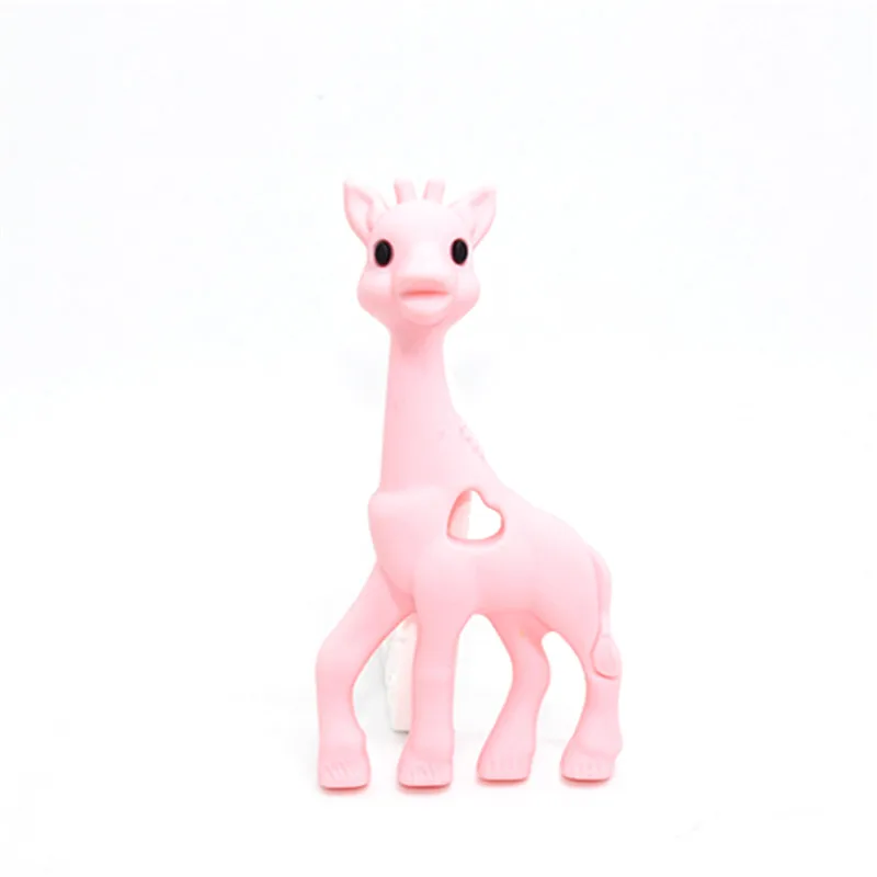 Candy Pink 1 шт., силиконовый прорезыватель, животные из мультфильмов лиса, детское кольцо, прорезыватель, силиконовые жевательные подвески, детский прорезыватель, подарок, игрушки для малышей, 4 цвета - Цвет: Candy Pink