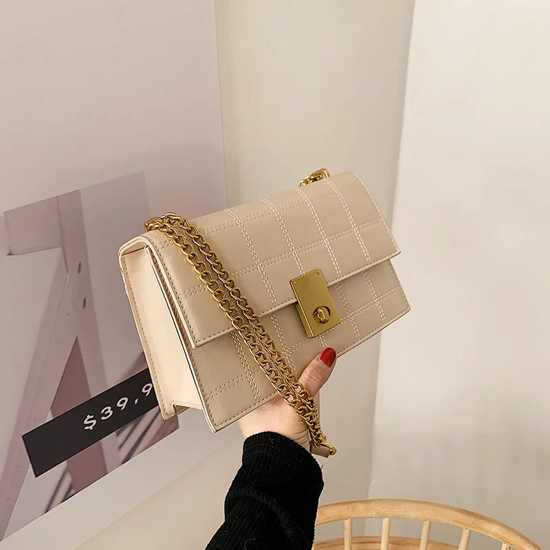

2021 New Trendy Fashion Ladies Embroidered Thread Chain Shoulder Bag Western Style Messenger Small Square Bag Texture Female Bag