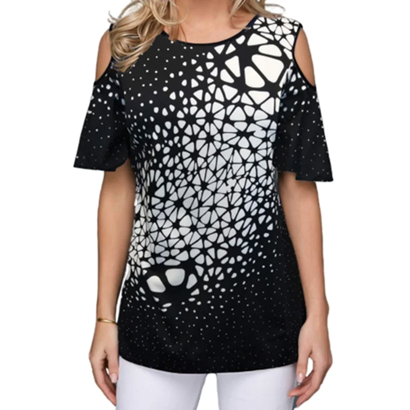 Женские футболки большого размера 5XL рубашка с коротким рукавом черные топы