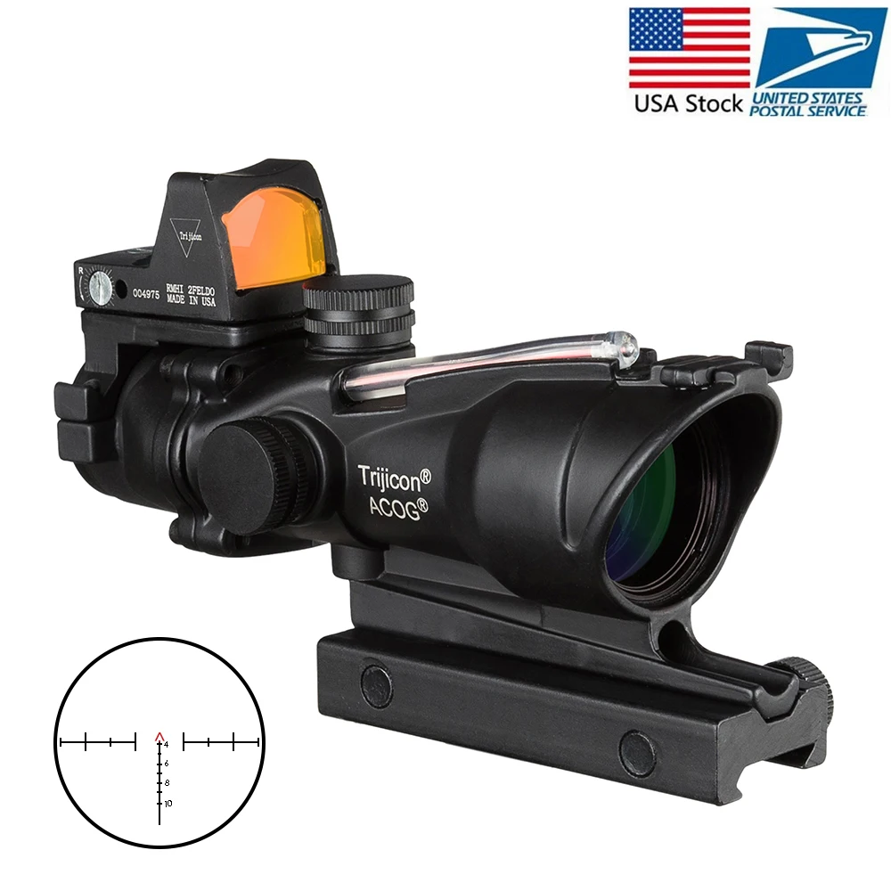 Acog 4x32 оптический прицел Cahevron сетка волокно зеленый подсвеченный красным с Rmr мини