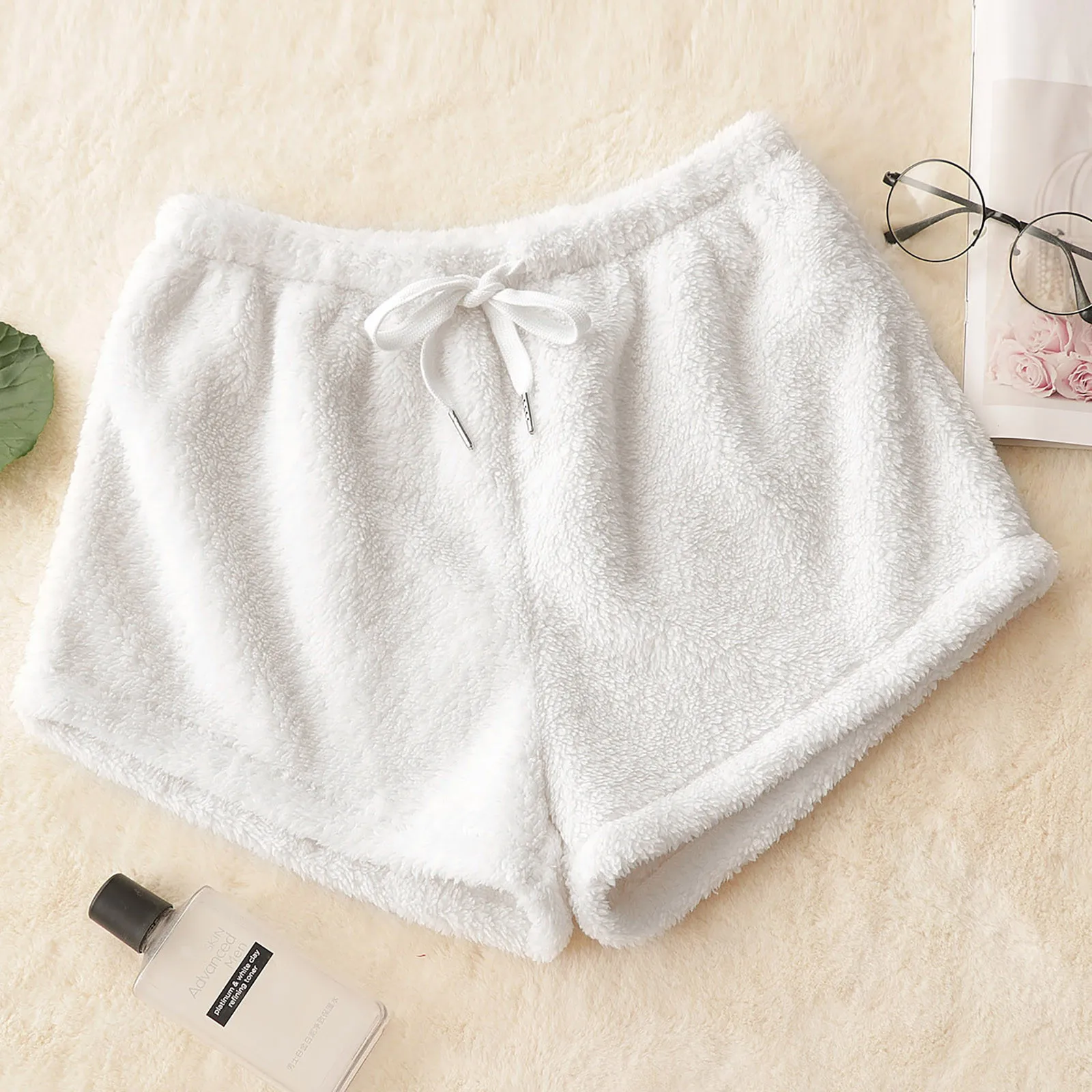 

Women Solid casual Shorts Home Wear Woman Shorts Winter Casual Velvet Drawstring Shorts Ropa Mujer Femme Harajuku Style Shorts#3